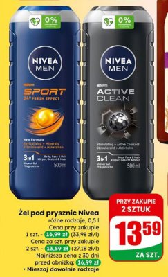 Żel pod prysznic Nivea Active Clean promocja w Dino