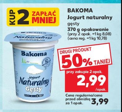 Jogurt naturalny 艂agodny smak Bakoma naturalny promocja