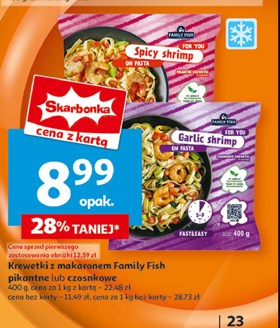 Krewetki czosnkowe na makaronie Family fish promocja w Auchan