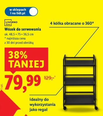 Wózek do serwowania LIVARNO ok. 48,5 × 75 × 36,5 cm promocja w Lidl