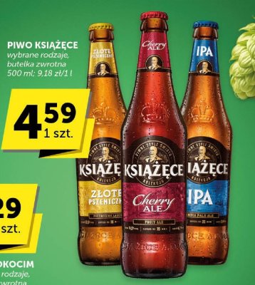 Piwo Książęce wybrane rodzaje, butelka zwrotna 500 ml promocja w ABC