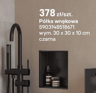 Półka wnękowa czarna 30x30x10cm promocja w Castorama