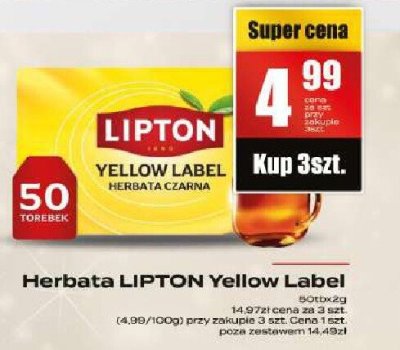 Herbata Lipton Yellow Label promocja w Supeco