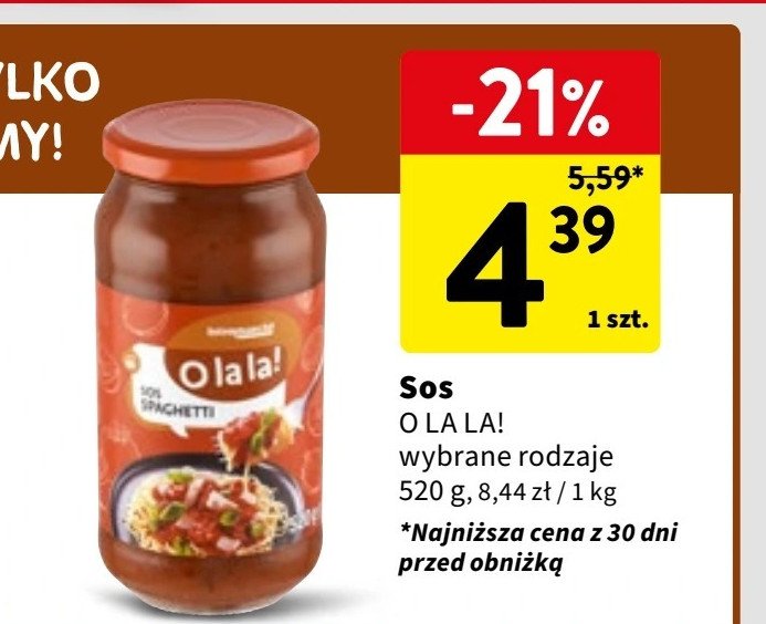 Sos spaghetti O la la! promocja w Intermarche