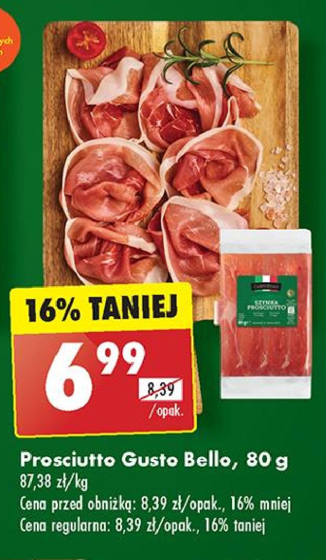 Szynka prosciutto Gustobello promocja w Biedronka