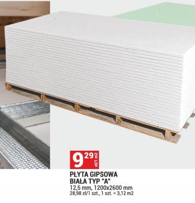 Płyta gipsowa biała typ A promocja w Merkury Market