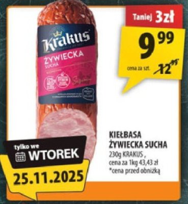 Kiełbasa żywiecka sucha Krakus promocja w Arhelan