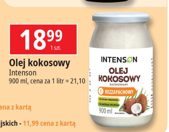 Olej kokosowy bezzapachowy Intenson promocja