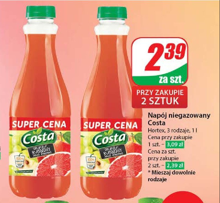 Napój rubinowy grejfrut Costa promocja w Dino