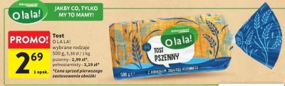 Tost O LA LA! pszenny wybrane rodzaje promocja w Intermarche