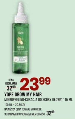 Peeling YOPE GROW MY HAIR Mikropeeling-kuracja do skóry głowy promocja w Drogerie Natura