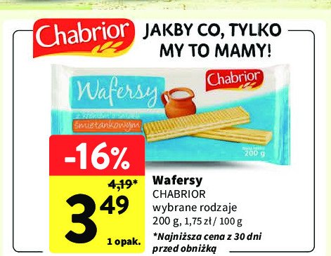 Wafersy śmietankowe Chabrior promocja