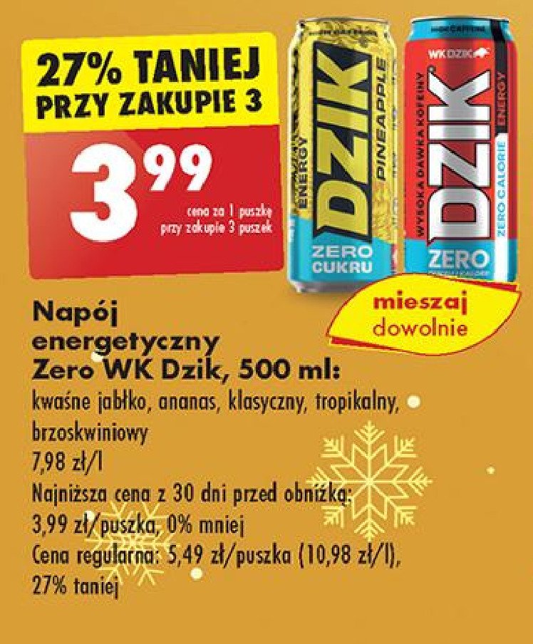 Napój energetyczny pineapple zero cukru WK DZIK promocja