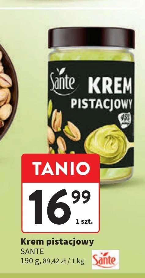 Krem pistacjowy Sante promocja w Intermarche