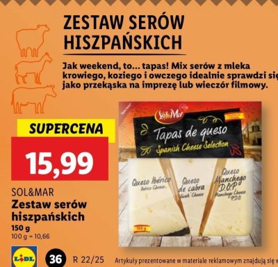 Zestaw serów hiszpańskich tapas de queso Sol&mar promocja