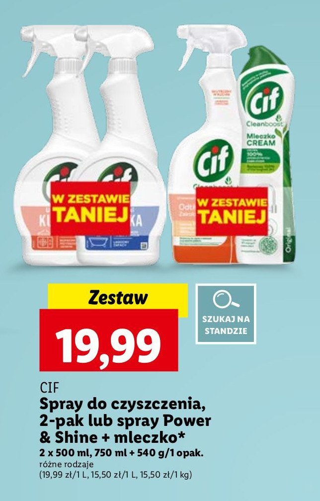 Spray do 艂azienki + mleczko do czyszczenia original Cif power & shine + cif cream promocja
