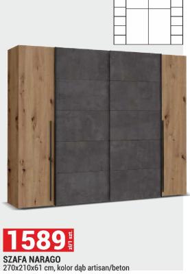 Szafa NARAGO 270x210x61 cm, kolor dąb artisan/beton promocja w Merkury Market