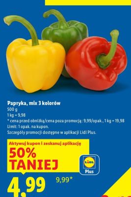 Papryka mix 3 kolorów promocja w Lidl