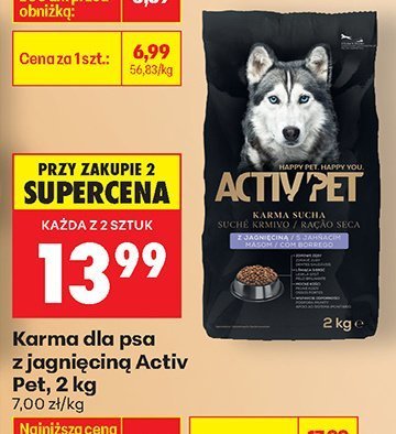 Karma dla psa z jagnięciną Activ Pet, 2 kg promocja w Biedronka