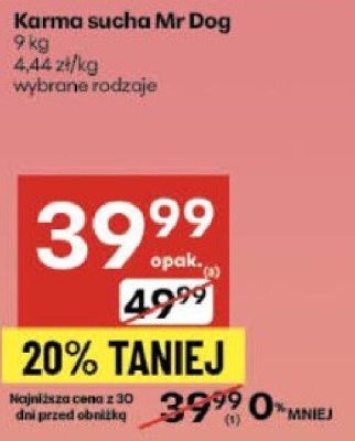 Karma sucha Mr Dog wybrane rodzaje promocja w Delikatesy Centrum