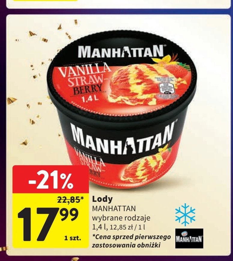 Lody Manhattan strawberry & vanilla promocja