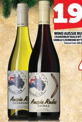 Wino Aussie Rules 0,75l Chardonnay białe wytrawne 13% / Shiraz czerwone wytrawne 13,5% promocja w TOPAZ