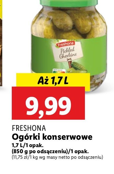 Ogorki konserwowe Freshona promocja w Lidl