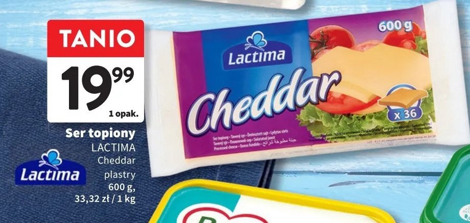 Ser cheddar - plastry Lactima promocja w Intermarche