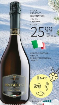 Wino STOCK PROSECCO BRUT NATURE 750 ML promocja w Selgros