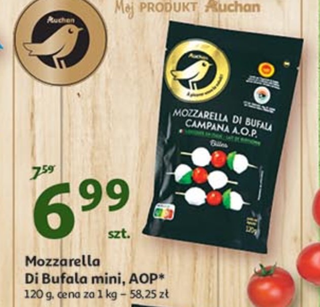 Mozzarella di bufala mini aop Auchan promocja