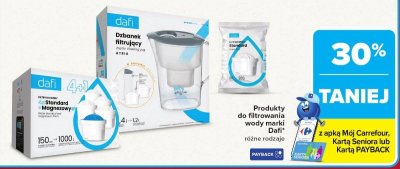 Produkty do filtrowania wody marki Dafi różne rodzaje promocja w Carrefour Market