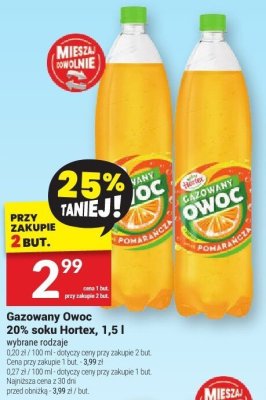 Gazowany Owoc 20% soku Hortex 1,5l promocja w Twój Market