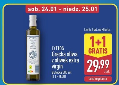 Grecka oliwa z oliwek extra virgin 1+1 GRATIS promocja w Aldi