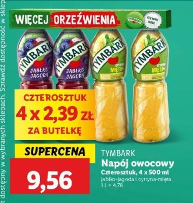 Napój jabłko jagoda + cytryna mięta Tymbark promocja