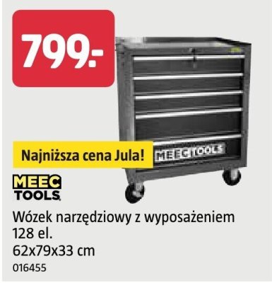 Wózek narzędziowy z wyposażeniem MEEC TOOLS 128 el. 62x79x33 cm promocja w Jula