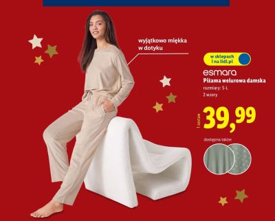 Piżama welurowa damska esmara promocja w Lidl