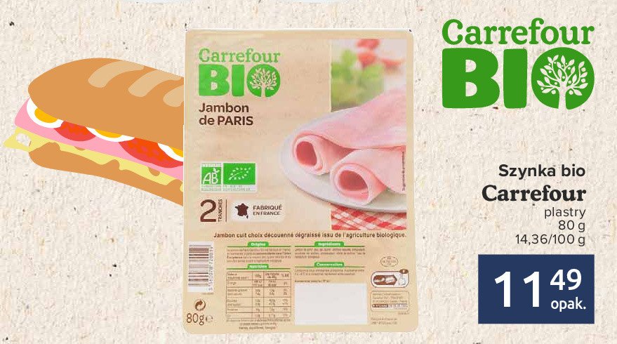 Szynka wieprzowa Carrefour bio promocja