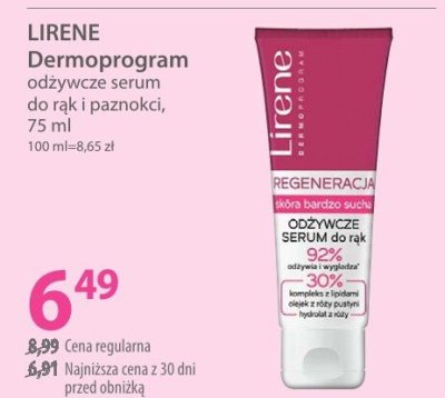 Serum LIRENE Dermoprogram odżywcze serum do rąk i paznokci promocja w Hebe