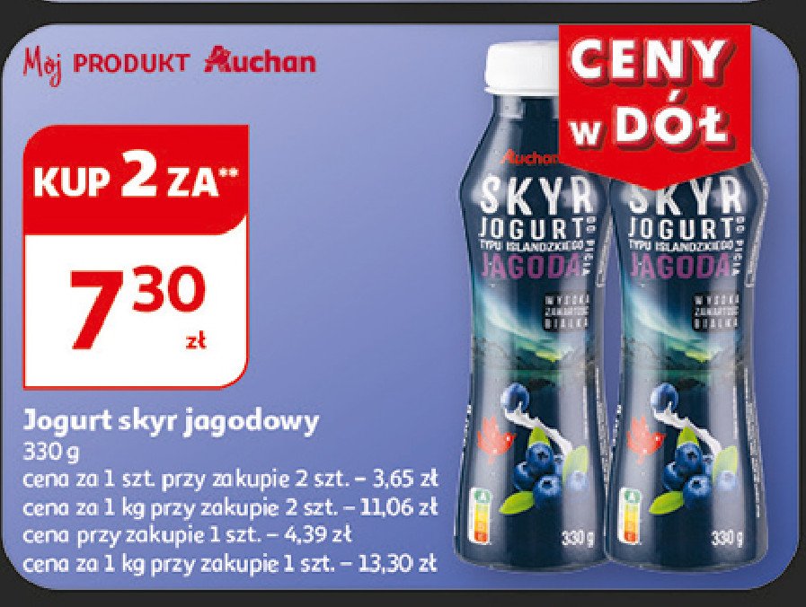 Jogut pitny skyr jagoda Auchan różnorodne (logo czerwone) promocja