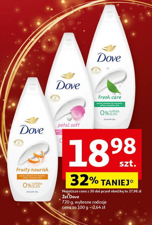 Żel pod prysznic fresh care Dove promocja w Auchan