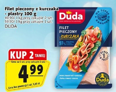 Filet pieczony z kurczaka plastry 100 g DUDA promocja w Prim Market