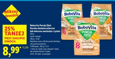 Porcja Zbóż: kaszka zbożowa mleczna lub mleczna owsianka z ryżem promocja w Lidl