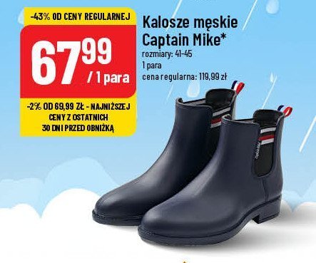 Kalosze męskie czarne 41-45 Captain mike promocja