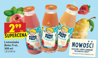 Lemoniada jabłka-truskawka-dzika róża-mięta Bobo frut promocja