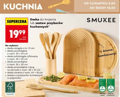 Deska do krojenia lub zestaw przyborów kuchennych Smukee promocja w Biedronka