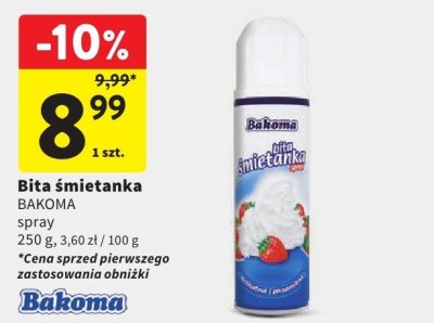 Bita śmietanka BAKOMA spray promocja w Intermarche