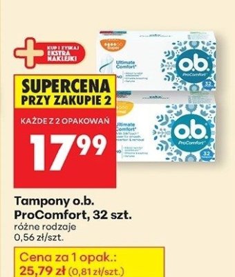 Tampony ProComfort różne rodzaje promocja w Biedronka
