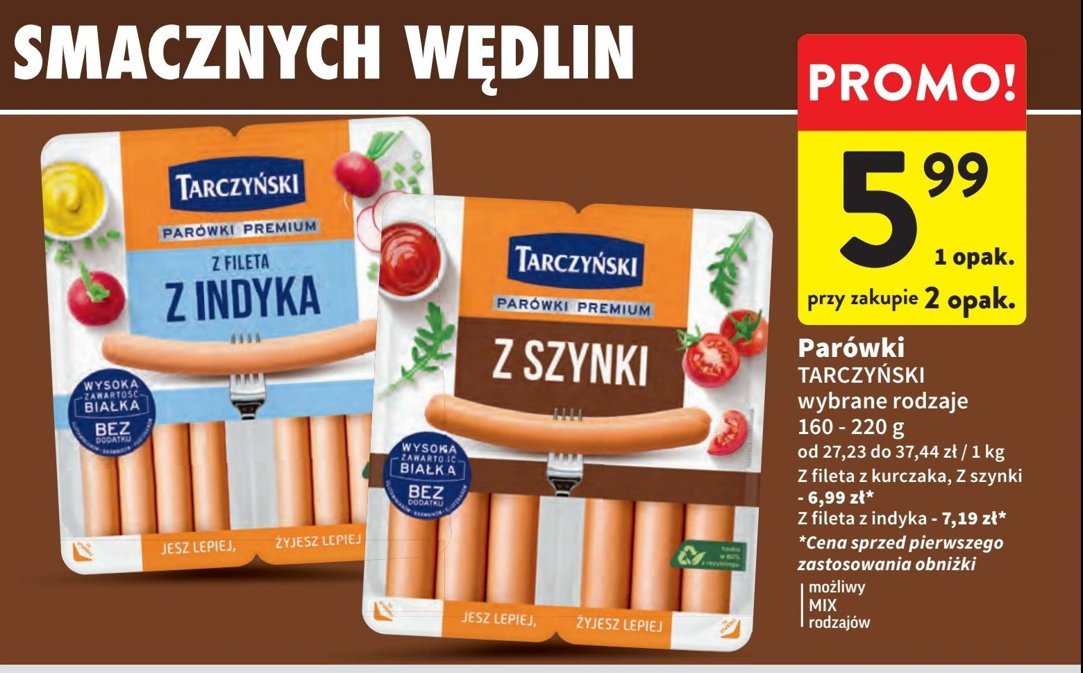 Parówki z szynki Tarczyński gryzzale promocja