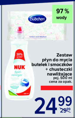 Zestaw: płyn do mycia butelek i smoczków 500 ml + chusteczki nawilżające Nuk promocja