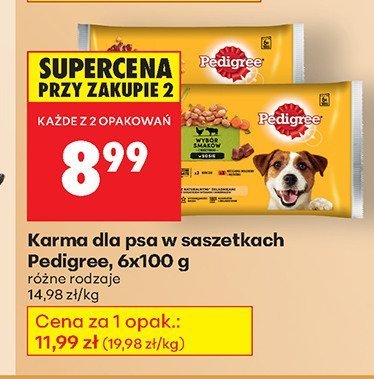 Karma dla psa w saszetkach 6-pak różne rodzaje promocja w Biedronka